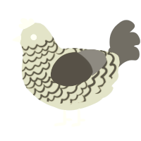 A violet and beige chicken with a lace pattern