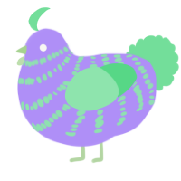 A lilac and spring chicken with a bar pattern