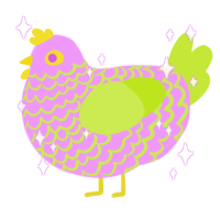 A lavender and lime chicken with a lace pattern