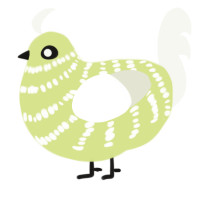 A lemon and white chicken with a bar pattern