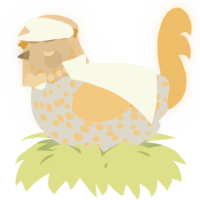 A mist and honey chicken with a speckle pattern