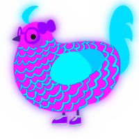 A orchid and cerulean chicken with a lace pattern