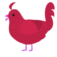 A crimson chicken with a half-lace pattern