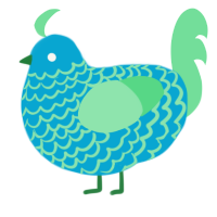 A cerulean and spring chicken with a lace pattern
