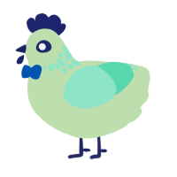 A gluppy and mint chicken with a neck-speckle pattern