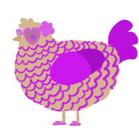 A beige and amethyst chicken with a lace pattern