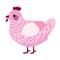 A pink and rose chicken with a lace pattern