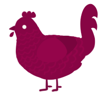 A maroon chicken with a lace pattern