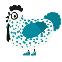 A white and sea chicken with a speckle pattern