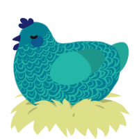 A sea and turquoise chicken with a double-lace pattern