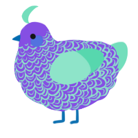 A blurple and mint chicken with a double-lace pattern