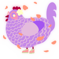 A lilac chicken with a lace pattern