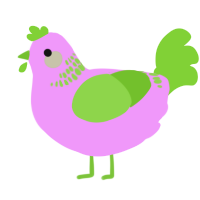A lavender and grass chicken with a neck-band pattern