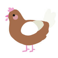 A brown and white chicken