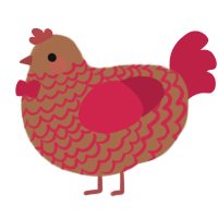 A brown and crimson chicken with a lace pattern