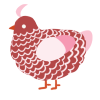 A red and rose chicken with a lace pattern