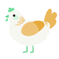 A white and honey chicken with a neck-band pattern