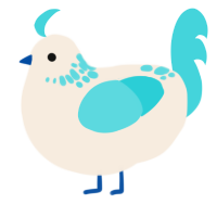 A cream and aqua chicken with a neck-speckle pattern