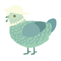 A aqua and sky chicken with a lace pattern