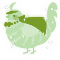 A gluppy chicken with a bar pattern