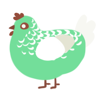 A spring and white chicken with a half-lace pattern