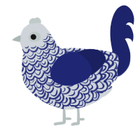 A mist and navy chicken with a double-lace pattern