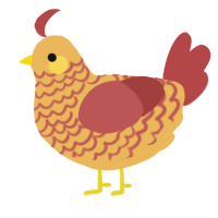 A honey and red chicken with a lace pattern