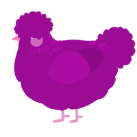 A plum chicken with a neck-speckle pattern