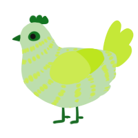 A gluppy and lime chicken with a bar pattern
