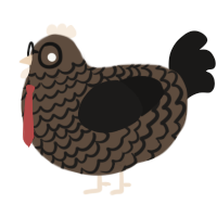 A bark and sable chicken with a lace pattern