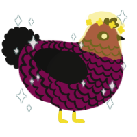 A wine and black chicken with a lace pattern