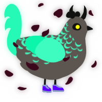 A grey and mint chicken with a half-lace pattern