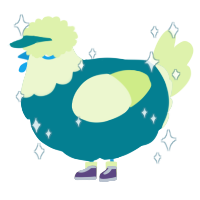 A sea and apple chicken with a head pattern