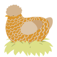 A orange and beige chicken with a lace pattern