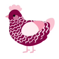 A maroon and rose chicken with a lace pattern
