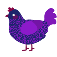 A navy and violet chicken with a double-lace pattern