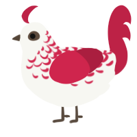 A white and crimson chicken with a half-lace pattern