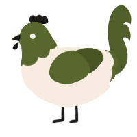 A cream and olive chicken with a head pattern