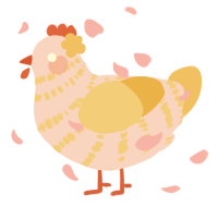 A rose and honey chicken with a bar pattern