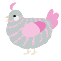 A silver and pink chicken with a bar pattern