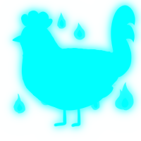 A mint and turquoise chicken with a lace pattern