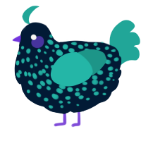 A tumblr and turquoise chicken with a speckle pattern