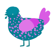 A sea and orchid chicken with a speckle pattern