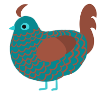 A teal and russet chicken with a lace pattern