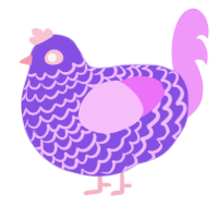 A blurple and lavender chicken with a lace pattern