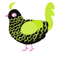 A black and lime chicken with a lace pattern
