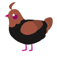 A sable and russet chicken with a head pattern