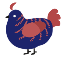 A navy and red chicken with a half-bar pattern