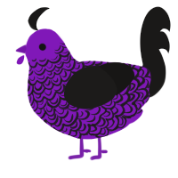 Butterfly Cemetery, a violet and sable chicken with a double-lace pattern