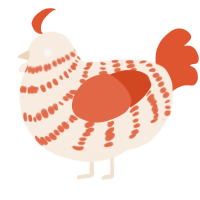 A cream and vermilion chicken with a bar pattern